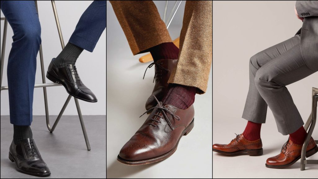 Giày mang với quần tây phải đảm bảo cân bằng về màu sắc.