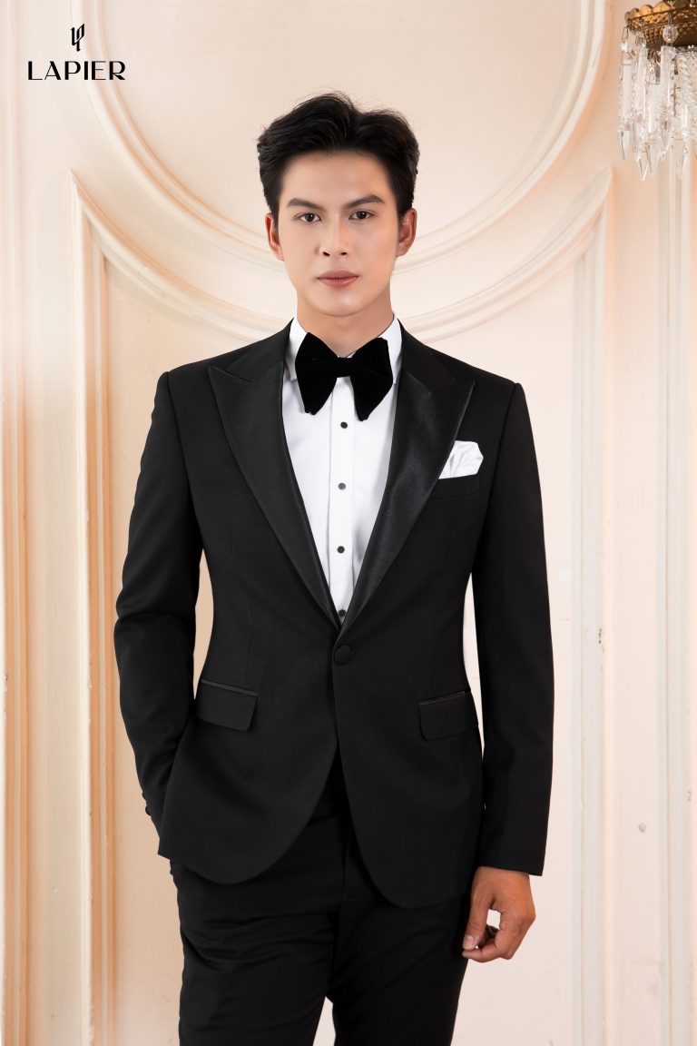 Áo Vest Tuxedo Motion | Ve bóng 1 Cúc Cao Cấp Lapier- Màu Đen